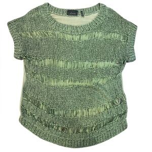 Line Knitwear Green Textured Silk-Blend Short Sleeve‎ Top